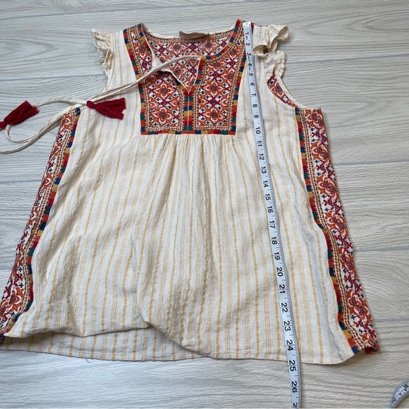 Savanna Jane Cotton Linen Embroidered Boho Colorful Blouse Sleeveless Size S - Picture 11 of 12